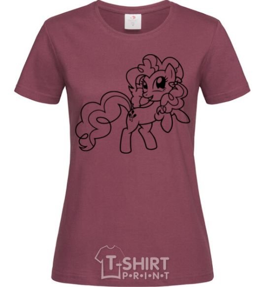 Women's T-shirt Pinkie Pie with a bow burgundy фото