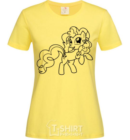 Women's T-shirt Pinkie Pie with a bow cornsilk фото