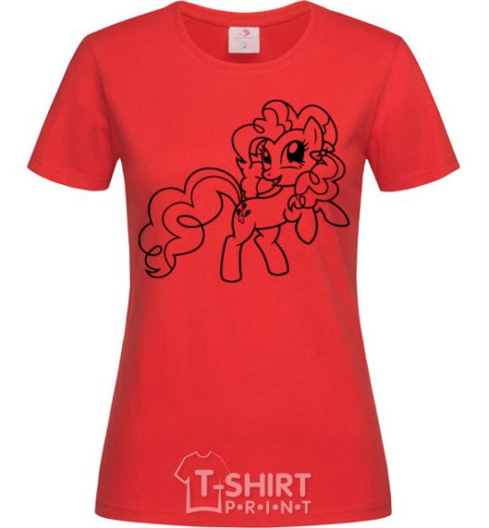 Women's T-shirt Pinkie Pie with a bow red фото