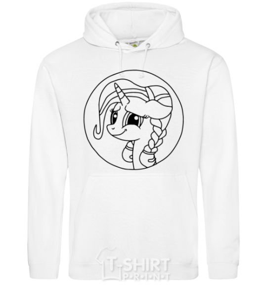 Men`s hoodie A pony in a circle White фото