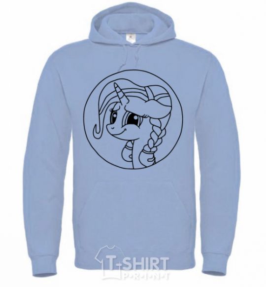 Men`s hoodie A pony in a circle sky-blue фото