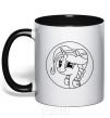 Mug with a colored handle A pony in a circle black фото