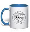 Mug with a colored handle A pony in a circle royal-blue фото
