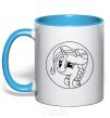 Mug with a colored handle A pony in a circle sky-blue фото