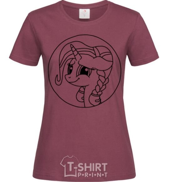 Women's T-shirt A pony in a circle burgundy фото