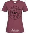 Women's T-shirt A pony in a circle burgundy фото