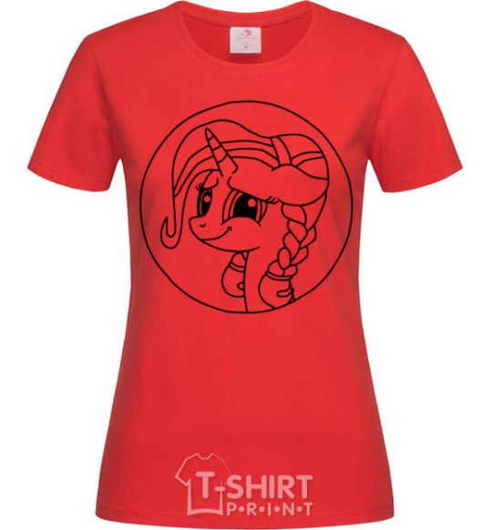 Women's T-shirt A pony in a circle red фото