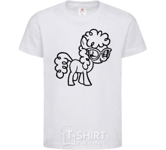 Kids T-shirt A pony with glasses White фото