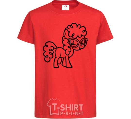 Kids T-shirt A pony with glasses red фото