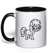 Mug with a colored handle A pony with glasses black фото