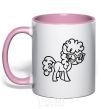 Mug with a colored handle A pony with glasses light-pink фото