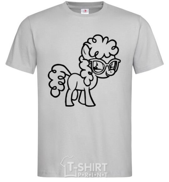 Men's T-Shirt A pony with glasses grey фото