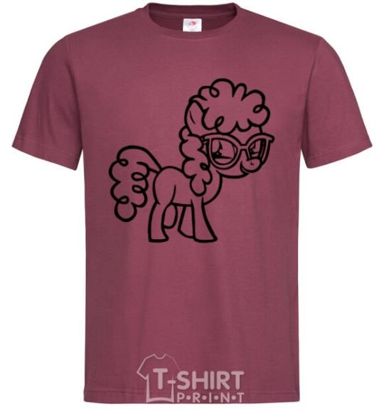 Men's T-Shirt A pony with glasses burgundy фото