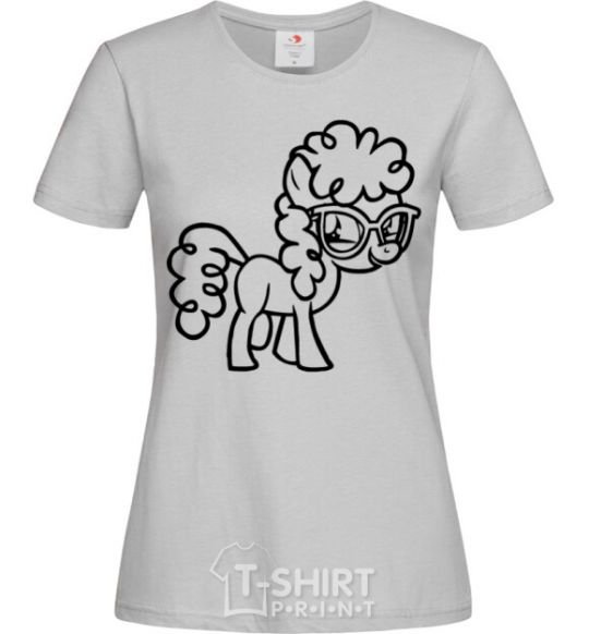 Women's T-shirt A pony with glasses grey фото