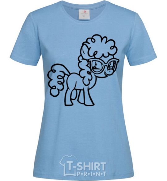 Women's T-shirt A pony with glasses sky-blue фото