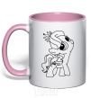 Mug with a colored handle A pony with a crown light-pink фото