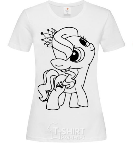 Women's T-shirt A pony with a crown White фото