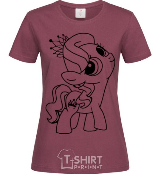 Women's T-shirt A pony with a crown burgundy фото