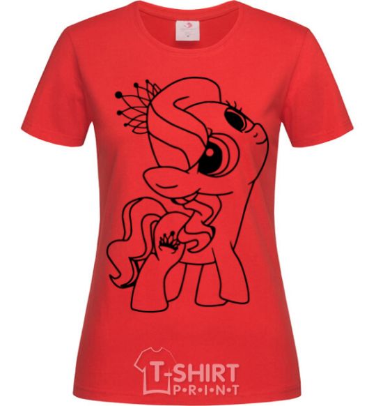 Women's T-shirt A pony with a crown red фото