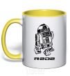 Mug with a colored handle R2D2 yellow фото