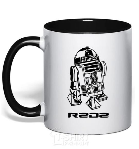 Mug with a colored handle R2D2 black фото