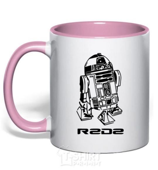 Mug with a colored handle R2D2 light-pink фото