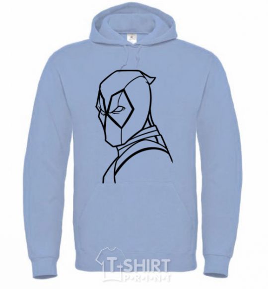 Men`s hoodie Deadool s head sky-blue фото