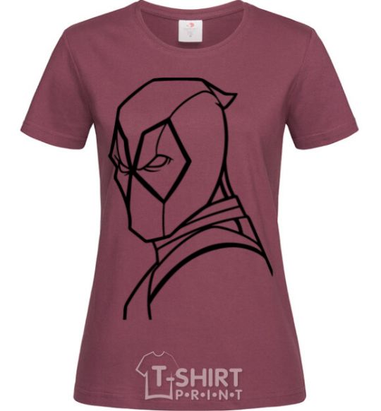 Women's T-shirt Deadool s head burgundy фото