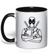 Mug with a colored handle Deadool black фото