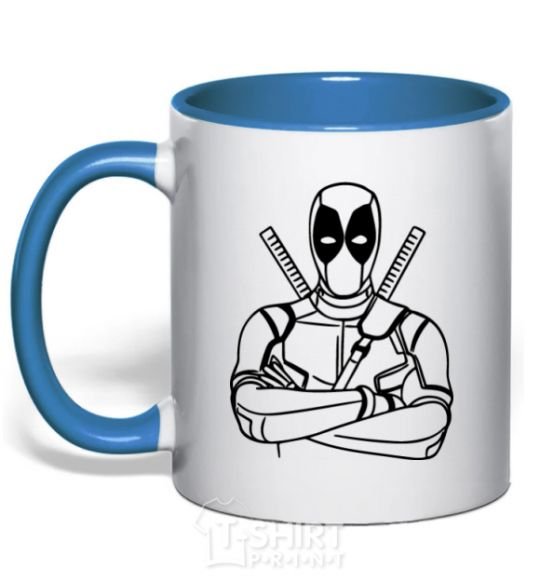 Mug with a colored handle Deadool royal-blue фото