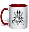 Mug with a colored handle Deadool red фото