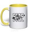Mug with a colored handle Deadpool yellow фото