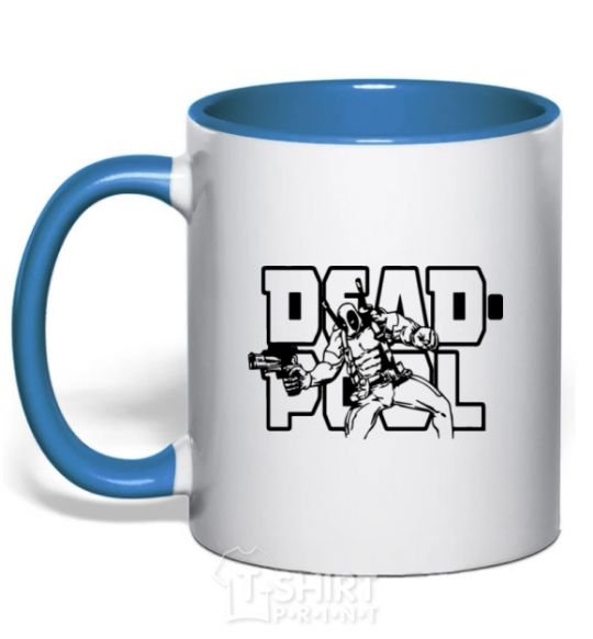 Mug with a colored handle Deadpool royal-blue фото