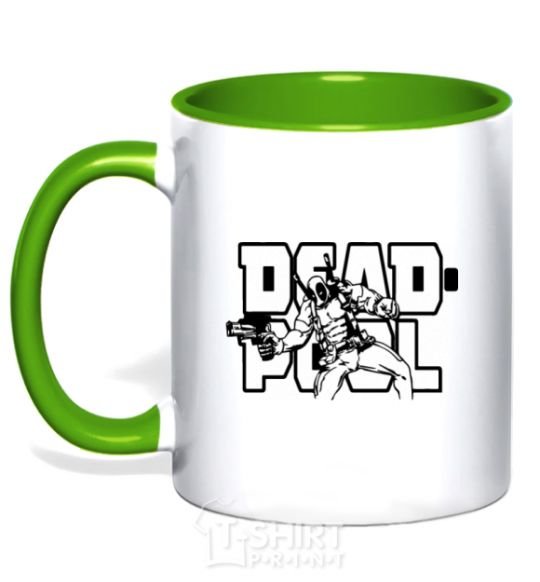 Mug with a colored handle Deadpool kelly-green фото
