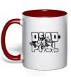 Mug with a colored handle Deadpool red фото