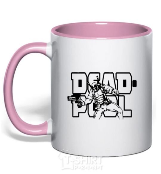 Mug with a colored handle Deadpool light-pink фото