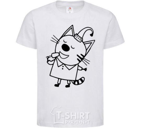 Kids T-shirt A cat with ice cream White фото