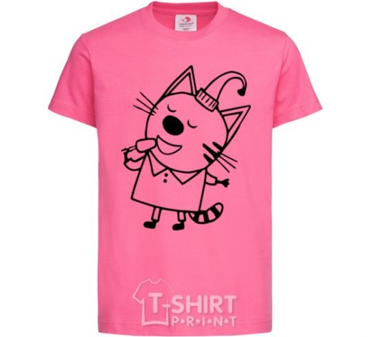 Детская футболка Кот с мороженным Ярко-розовый фото