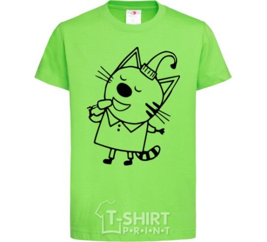 Kids T-shirt A cat with ice cream orchid-green фото