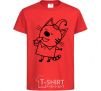 Kids T-shirt A cat with ice cream red фото