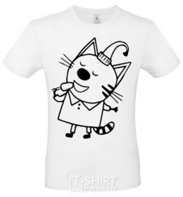 Men's T-Shirt A cat with ice cream White фото