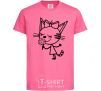 Kids T-shirt A cat with a flower heliconia фото