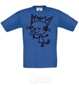 Kids T-shirt A cat with a flower royal-blue фото