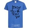 Kids T-shirt A cat with a flower royal-blue фото