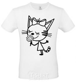 Мужская футболка Котик с цветочком Белый фото