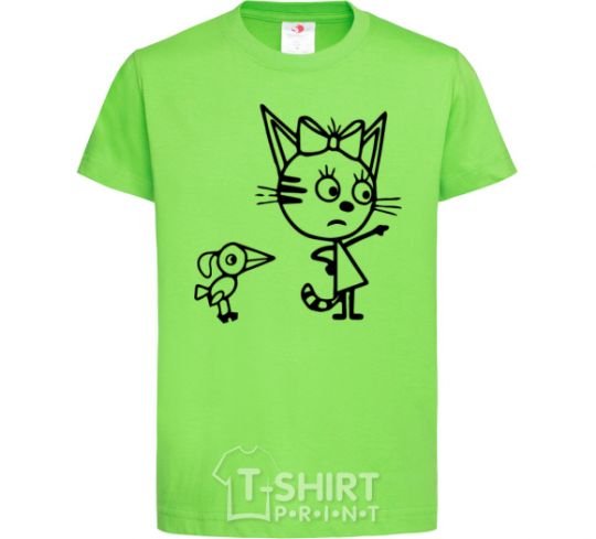 Kids T-shirt Three cats orchid-green фото