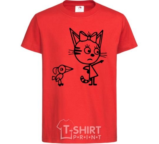 Kids T-shirt Three cats red фото