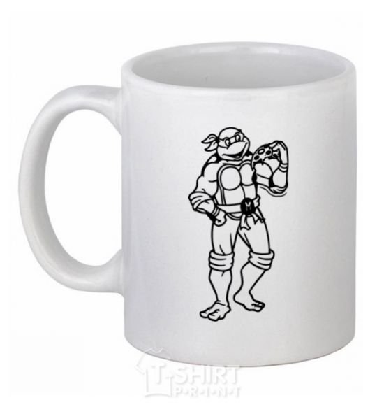 Ceramic mug Michelangelo with pizza White фото