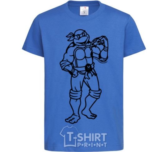 Kids T-shirt Michelangelo with pizza royal-blue фото