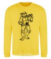 Sweatshirt Michelangelo with pizza yellow фото